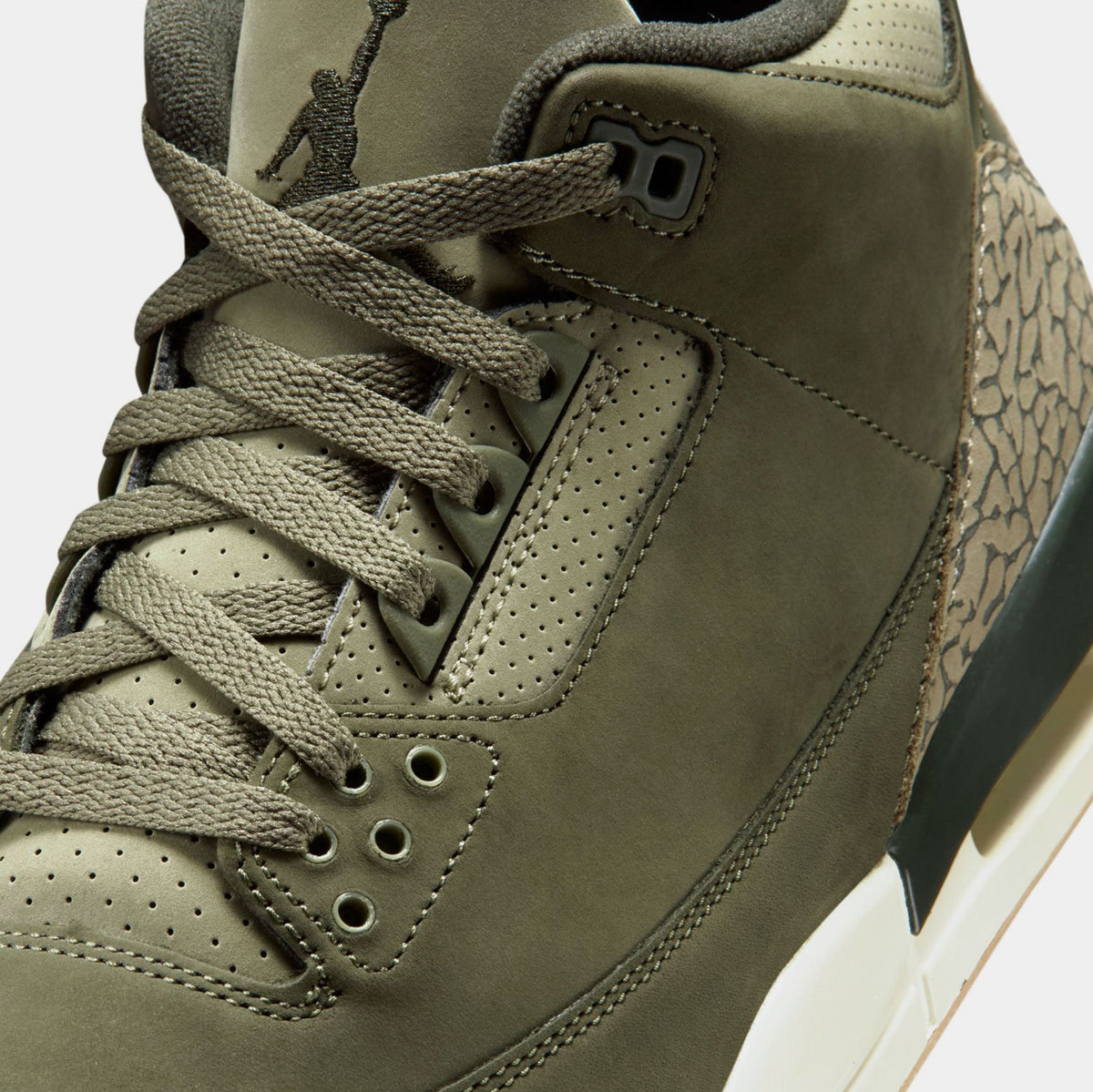 Air Jordan 3 Retro Medium Olive Mens Lifestyle Shoes (Medium Olive/Sequoia/Neutral Olive/Sail/Total Crimson)