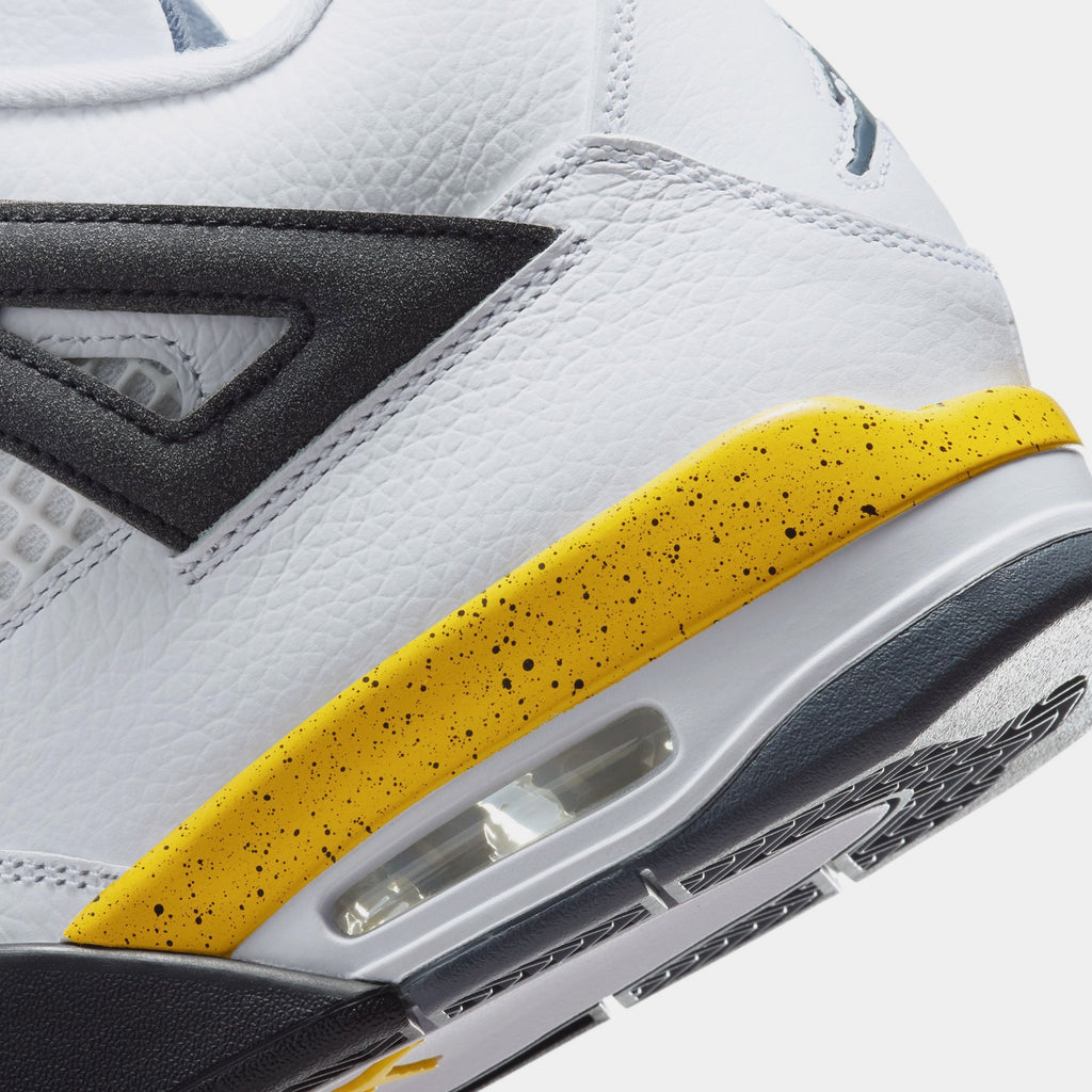 Air Jordan 4 Retro Rare Air Tour Yellow Mens Lifestyle Shoes (White/Dark Blue Grey/Black/Tour Yellow) Free Shipping