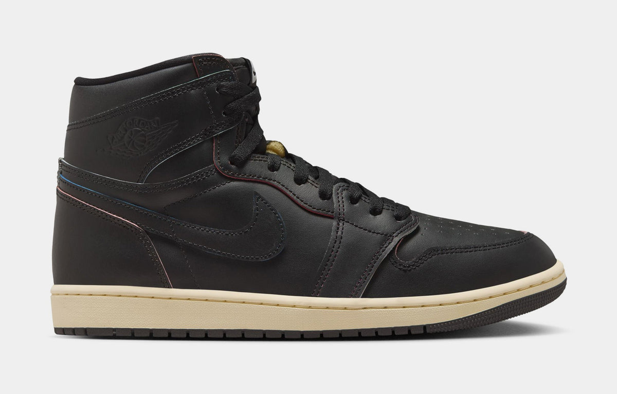 Air Jordan 1 Retro High OG Black and Muslin Mens Lifestyle Shoes (Black/Black Muslin)