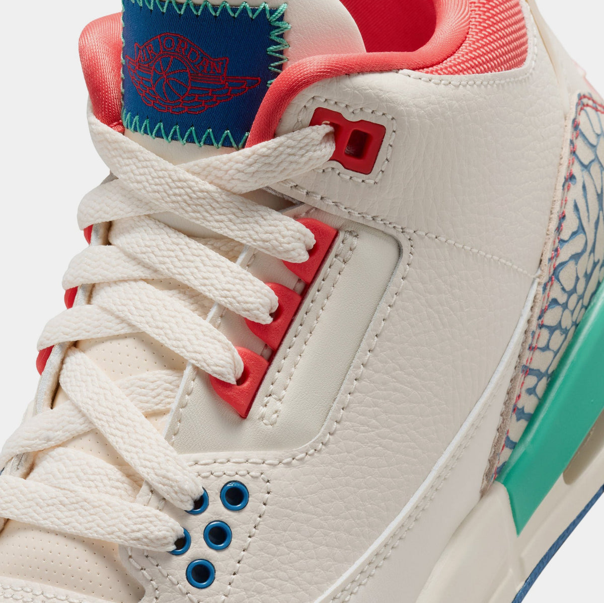 Air Jordan 3 Retro Play Your Way Grade School Lifestyle Shoes (Chalk/Track Red/True Blue/Kinetic Green) Free Shipping
