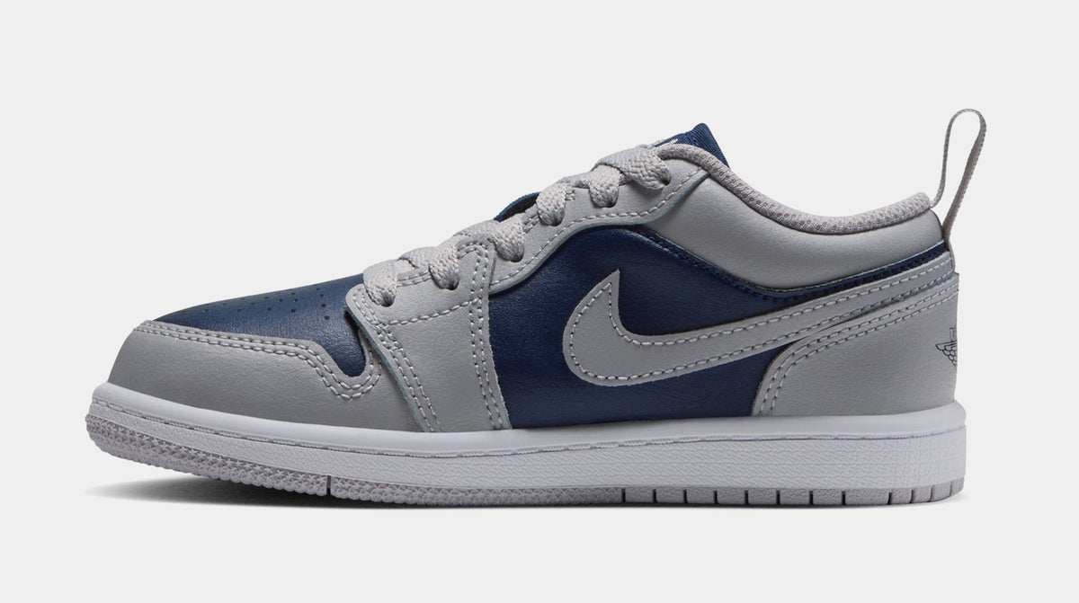 Air Jordan 1 Low Preschool Lifestyle Shoes (Tech Grey/College navy/White)