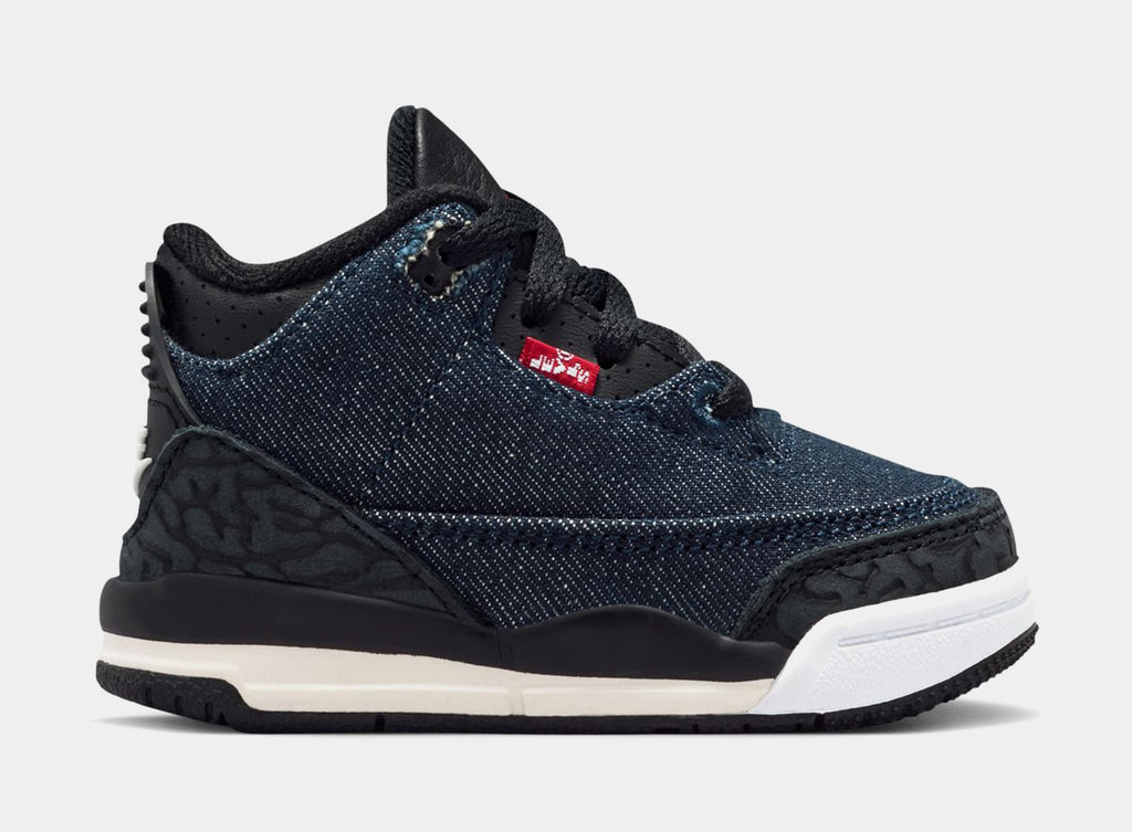 Air Jordan 3 Retro x Levi's Indigo And Gym Red Infant Toddler Lifestyle Shoes (Denim/Black/Sail)
