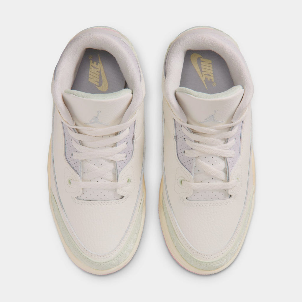 Air Jordan 3 Retro Sail and Jade Aura Preschool Lifestyle Shoes (Sail/Jade Aura/Iris Whisper)