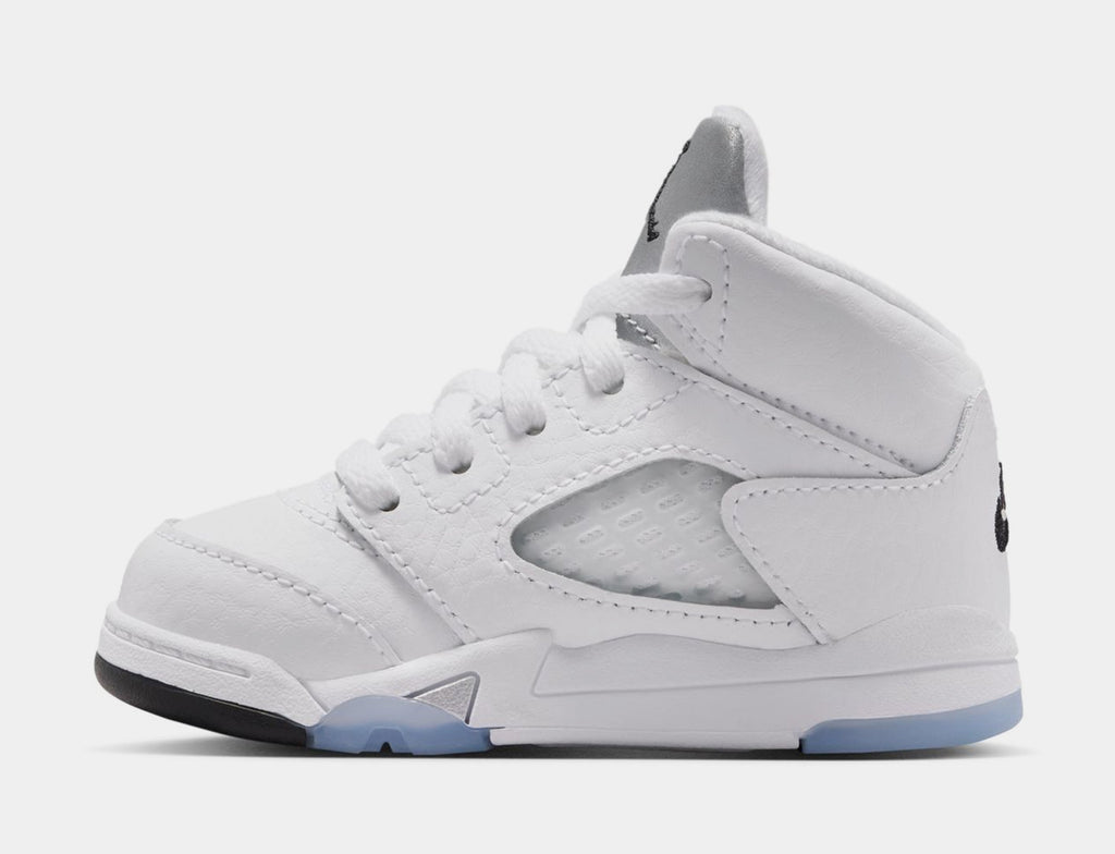 Air Jordan 5 Retro OG White Metallic Infant Toddler Lifestyle Shoes (White/Black/Metallic Silver) Free Shipping