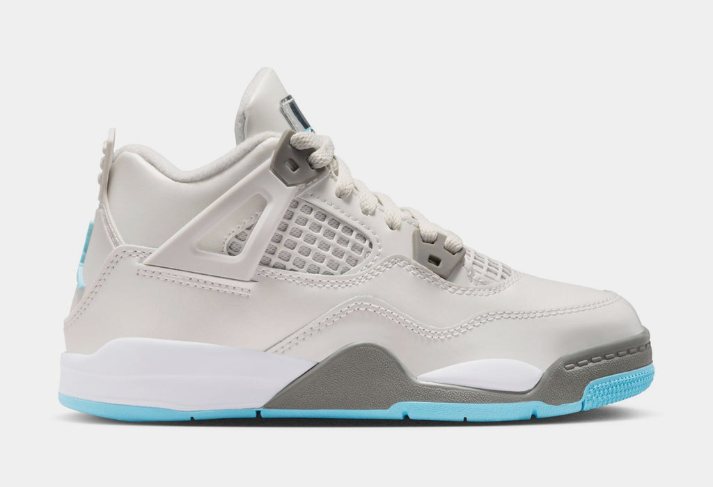 Air Jordan 4 Retro Blue Chill Preschool Lifestyle Shoes (Photon Dust/Blue Chill/Flat Pewter/White)