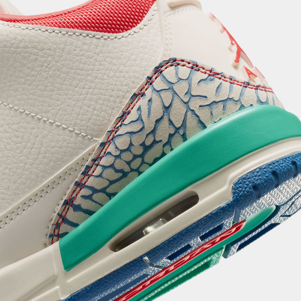 Air Jordan 3 Retro Play Your Way Grade School Lifestyle Shoes (Chalk/Track Red/True Blue/Kinetic Green) Free Shipping
