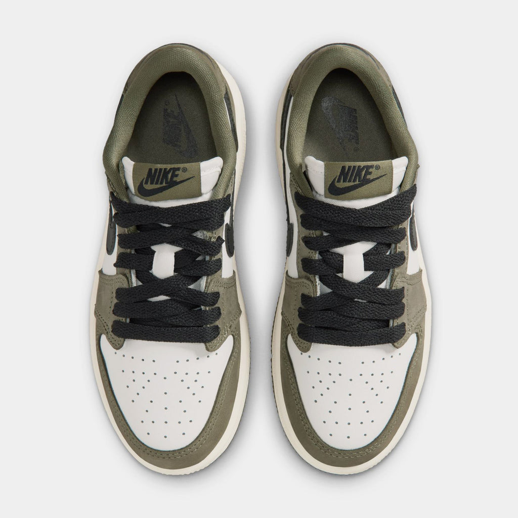 Air Jordan 1 Low OG Medium Olive And Summit White Preschool Lifesyle Shoes (Medium Olive/Black/Summit White/Sail)