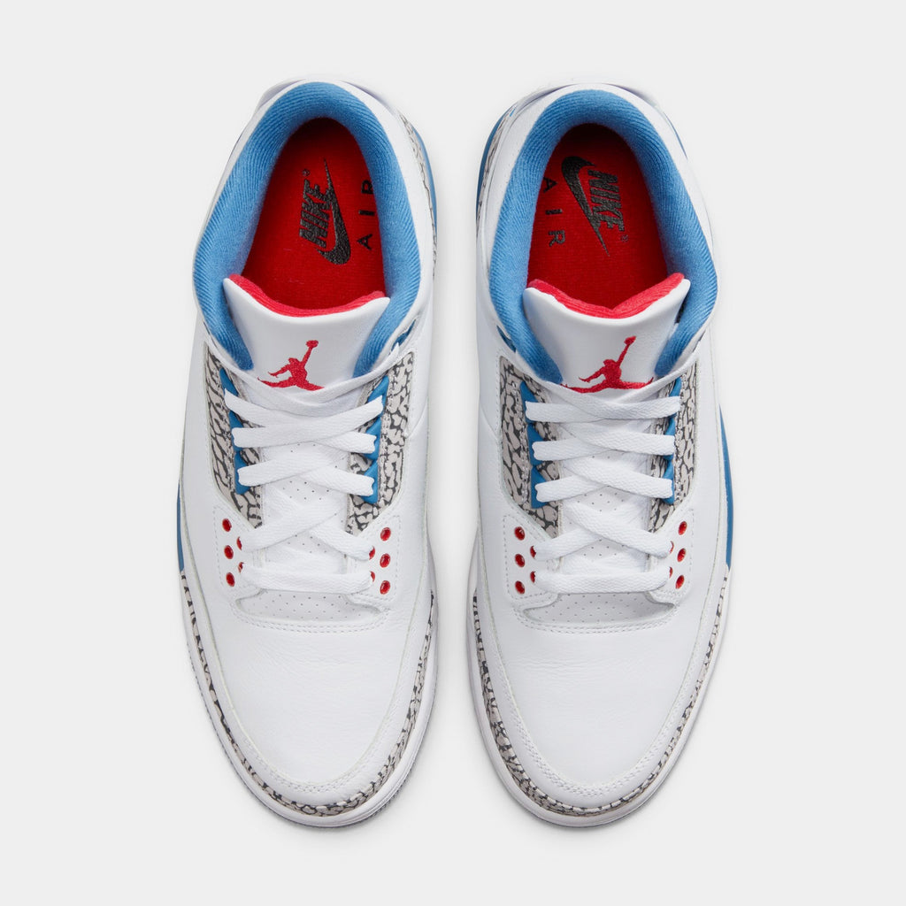 Air Jordan 3 Retro OG True Blue Mens Lifestyle Shoes (White/Varsity Red/True Blue/Cement Grey/Anthracite) Free Shipping