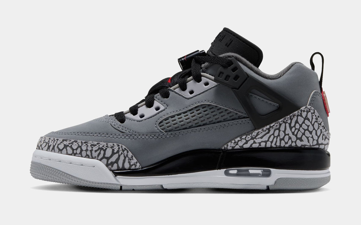 Spizike Low Grade School Basketball Shoes (Cool Grey/University Red/Black/Wolf Grey)