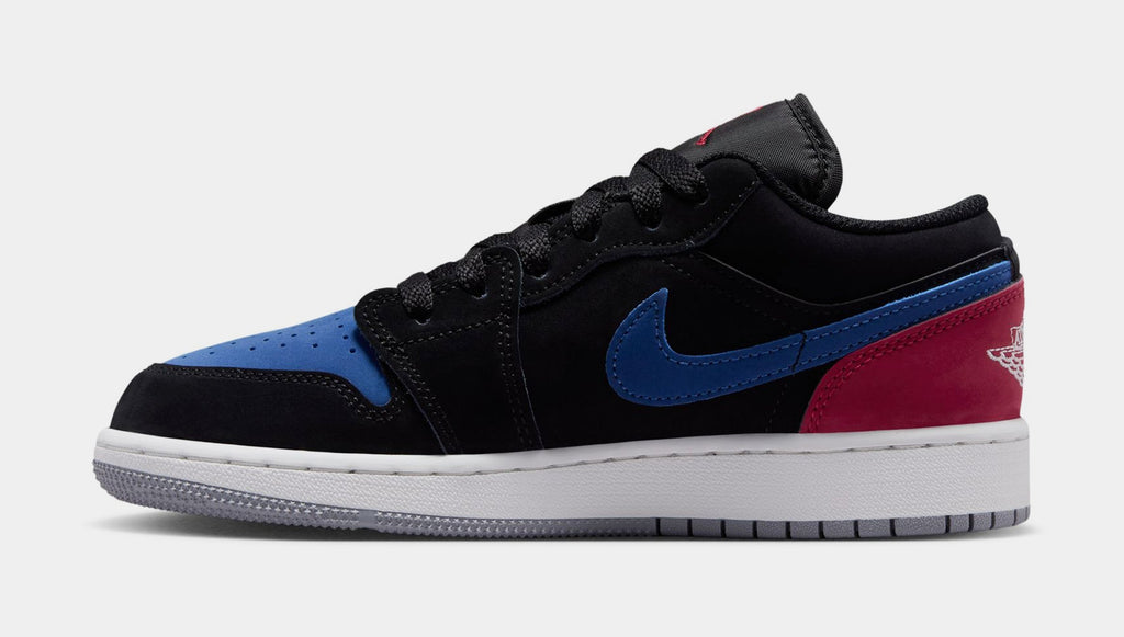 Air Jordan 1 Low Grade School Lifestyle Shoes (Black/True Blue/Varsity Red/Summit White)