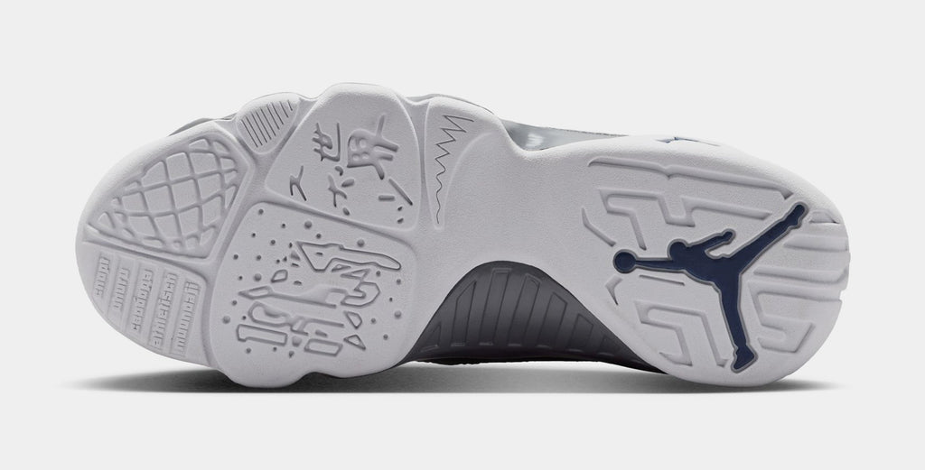 Air Jordan 9 Retro Flint Grey and French Blue Grade School Lifestyle Shoes (White/French Blue/Flint Grey)