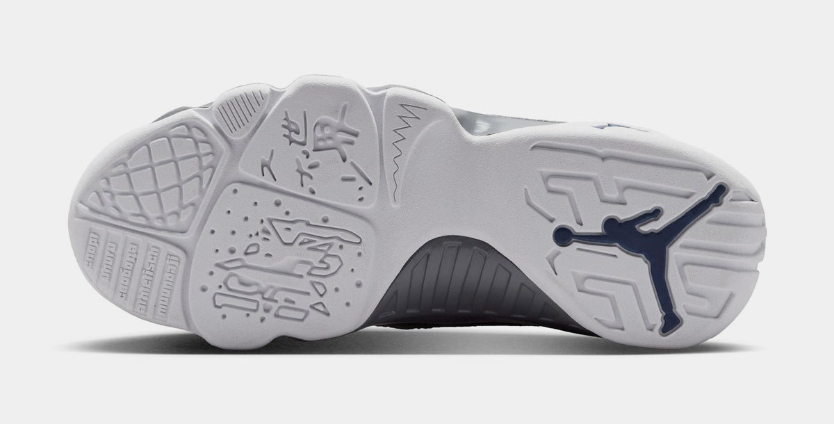 Air Jordan 9 Retro Flint Grey and French Blue Grade School Lifestyle Shoes (White/French Blue/Flint Grey)