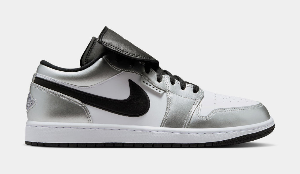 Air Jordan 1 Low SE Mens Lifestyle Shoes (White/White/Metallic Silver/Black)