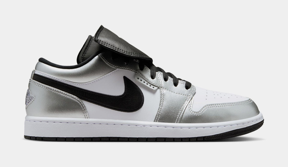 Air Jordan 1 Low SE Mens Lifestyle Shoes (White/White/Metallic Silver/Black)