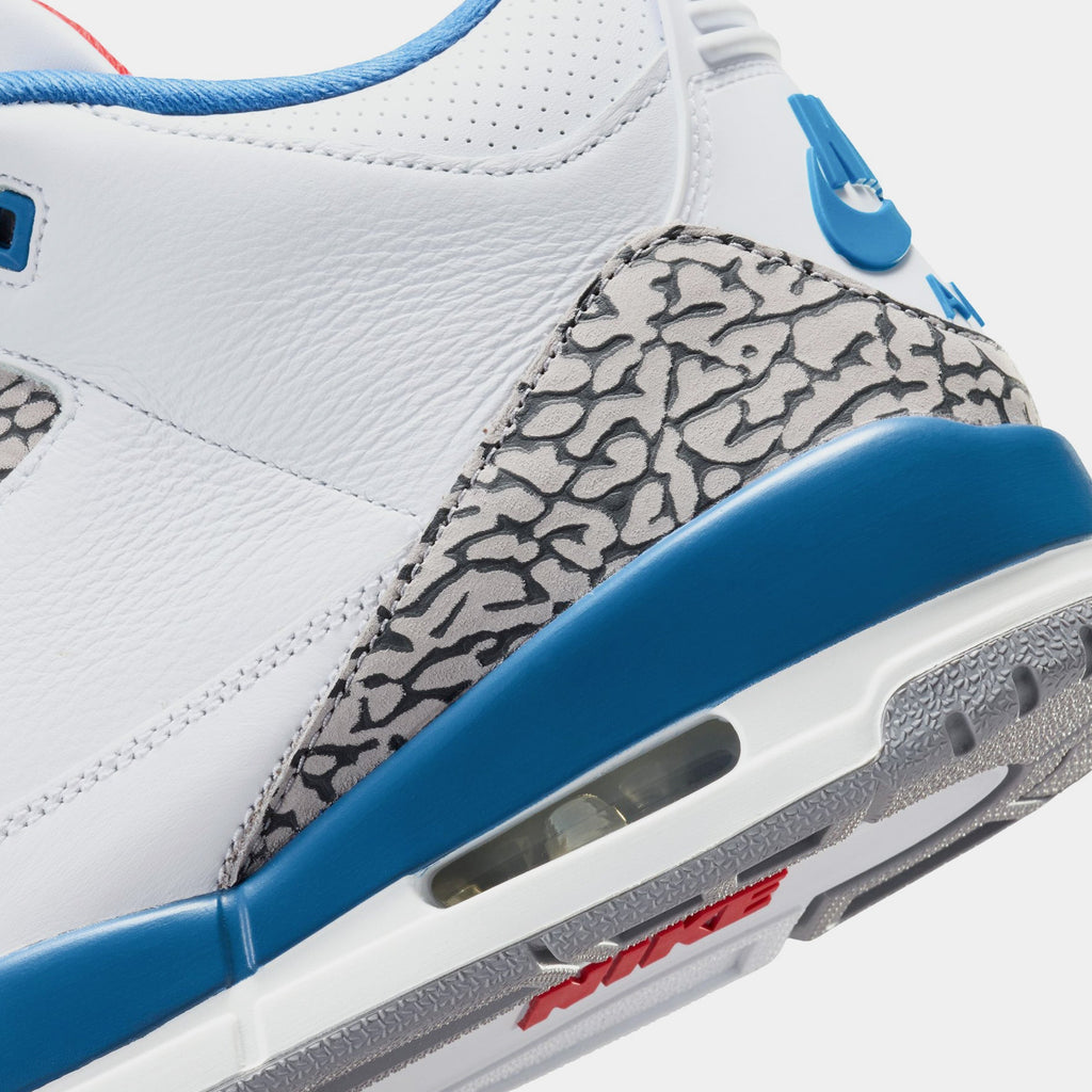 Air Jordan 3 Retro OG True Blue Mens Lifestyle Shoes (White/Varsity Red/True Blue/Cement Grey/Anthracite) Free Shipping