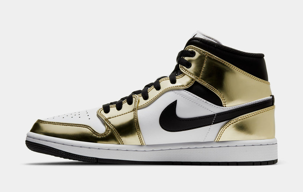 Air Jordan 1 Mid Metallic Gold Mens Lifestyle Shoes (Gold/White/Black)