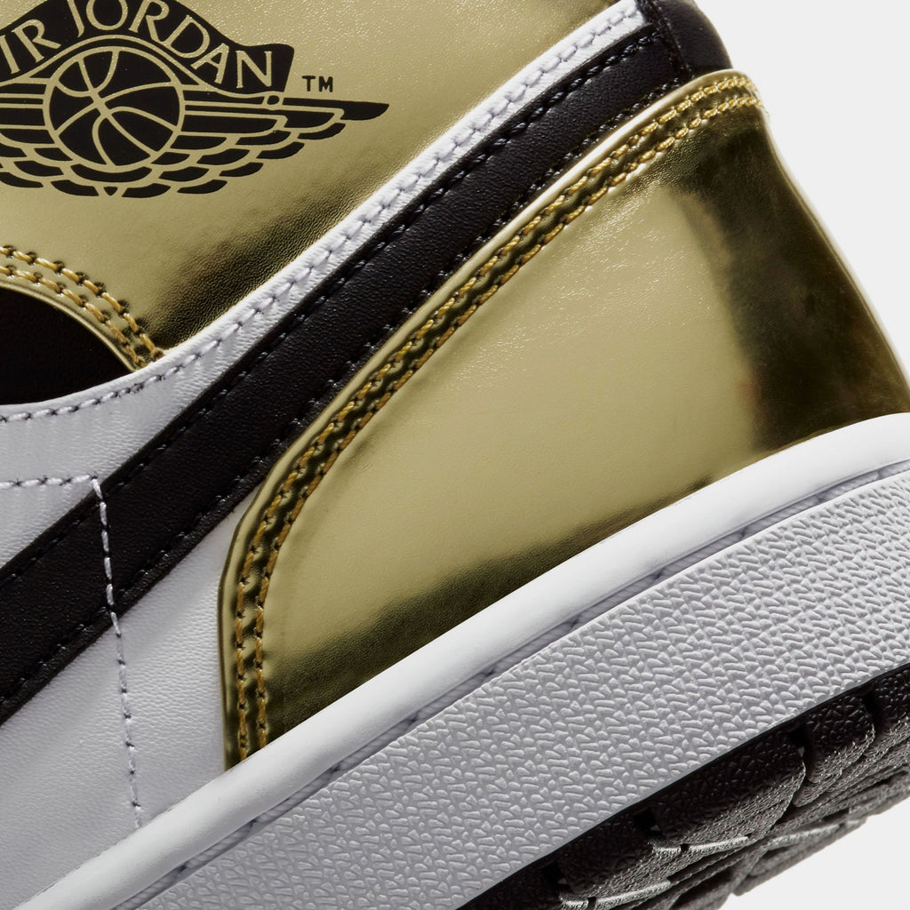 Air Jordan 1 Mid Metallic Gold Mens Lifestyle Shoes (Gold/White/Black)