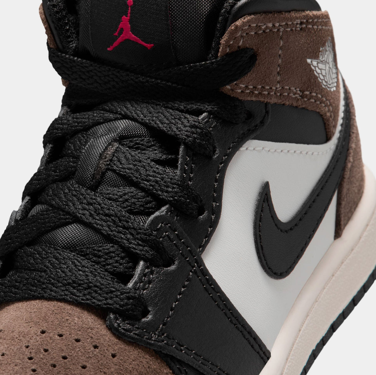 Air Jordan 1 Mid Black Palomino Preschool Lifestyle Shoes (Black/Phantom/Palomino/University Red)
