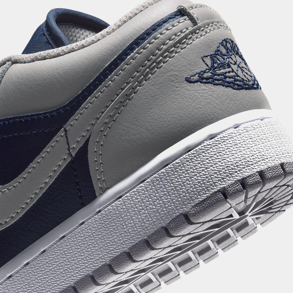 Air Jordan 1 Low Grade School Lifestyle Shoes (Tech Grey/White/College Navy)