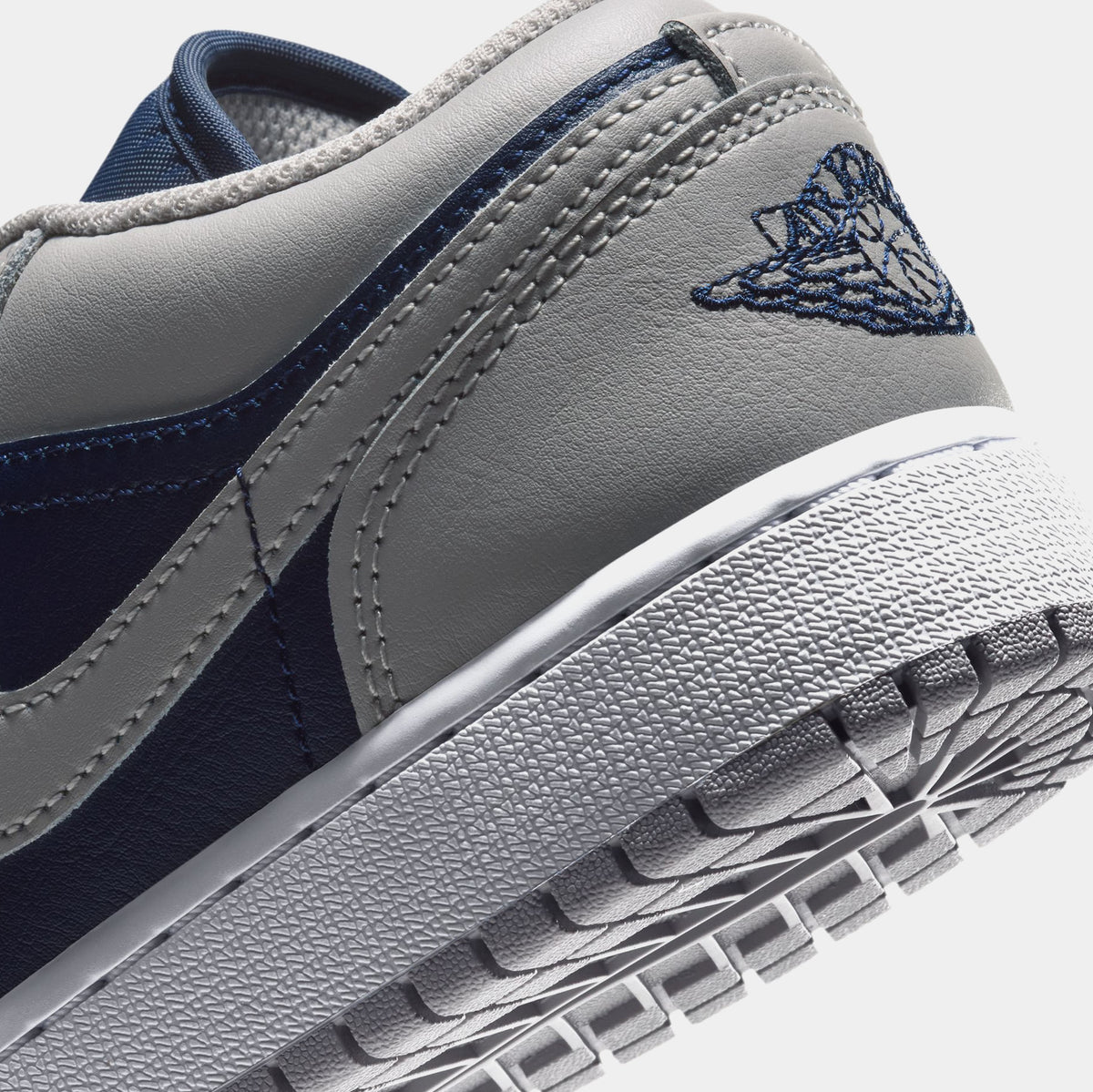 Air Jordan 1 Low Grade School Lifestyle Shoes (Tech Grey/White/College Navy)