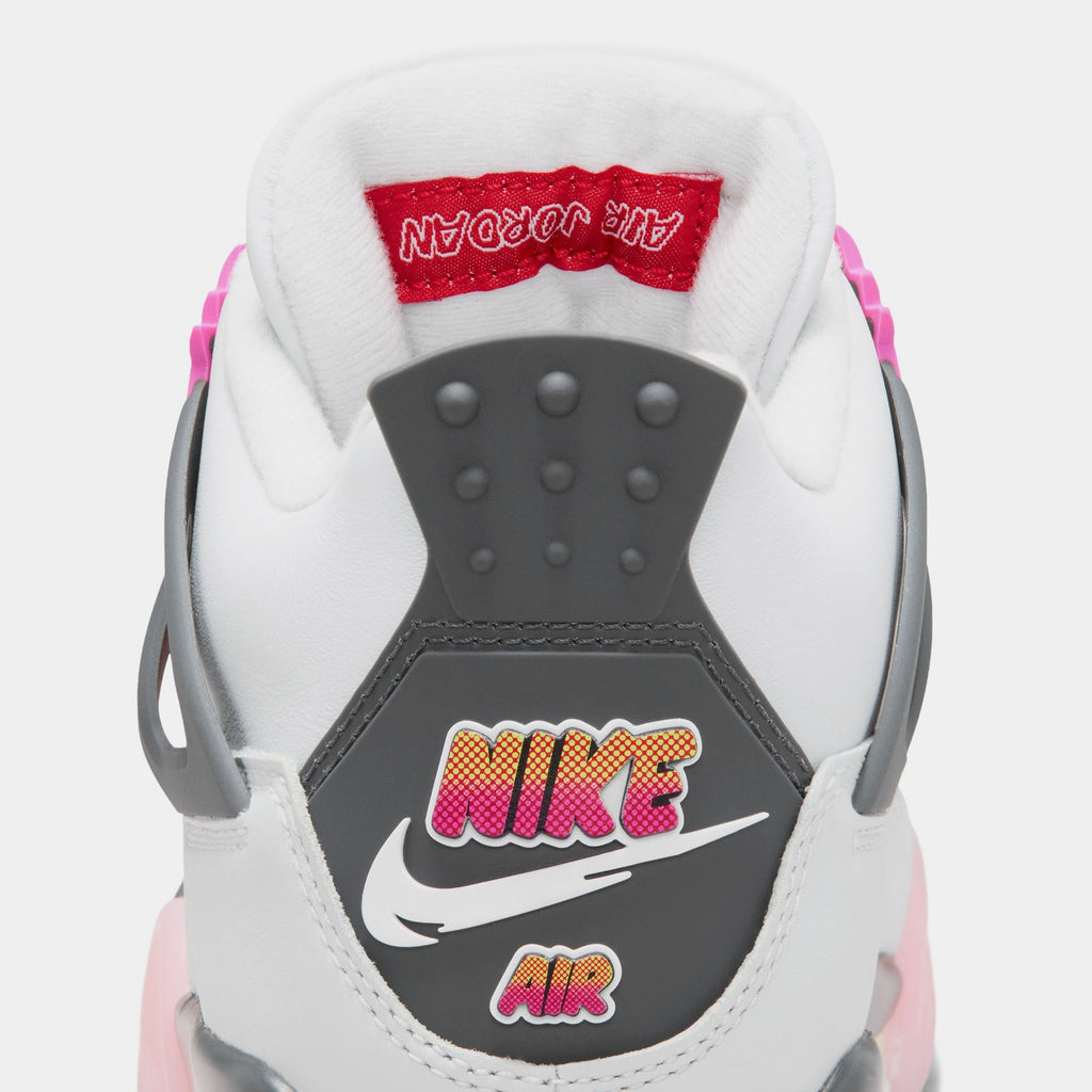 Air Jordan 4 Retro Comic Grade School Lifestyle Shoes (Off White/Fire Pink/Anthracite) Free Shipping