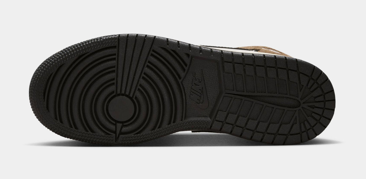 Air Jordan 1 Mid Black Palomino Grade School Lifestyle Shoes (Black/Phantom/Palomino/University Red)