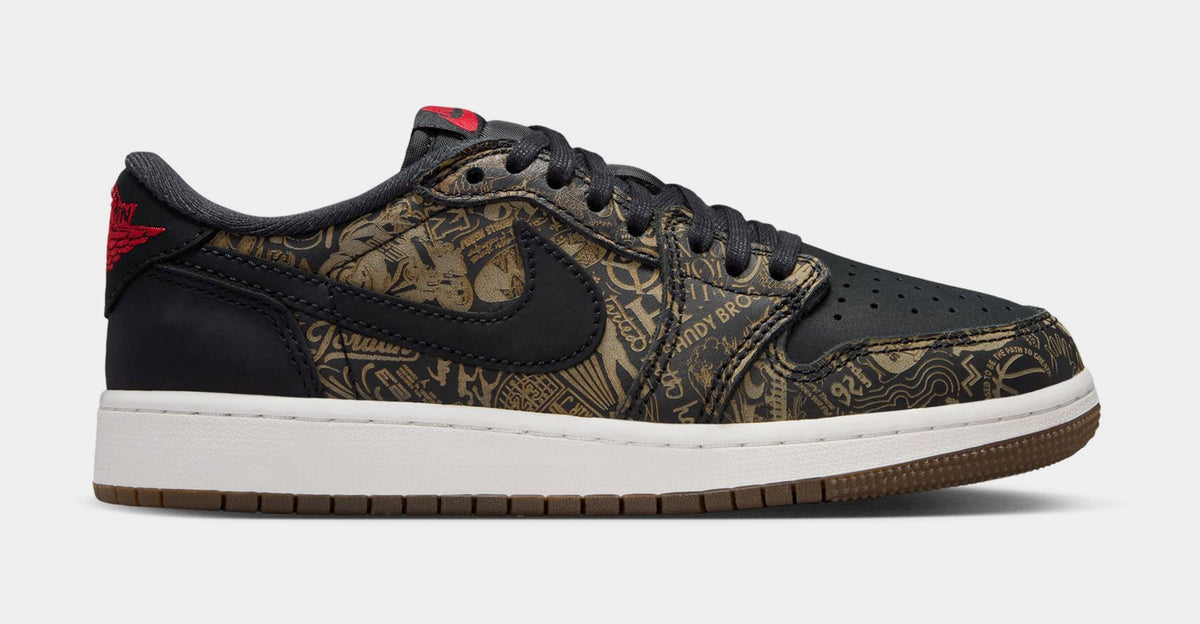 Air Jordan 1 Retro Low OG Laser Black And Varsity Red Grade School Lifestyle Shoes (Black/Varsity Red/Summit White)