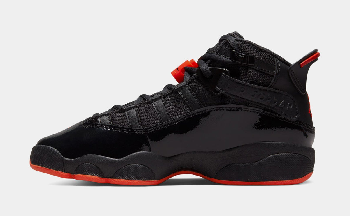 Air Jordan 6 Rings Grade School Basketball Shoes (Black/Infrared 23/Black)