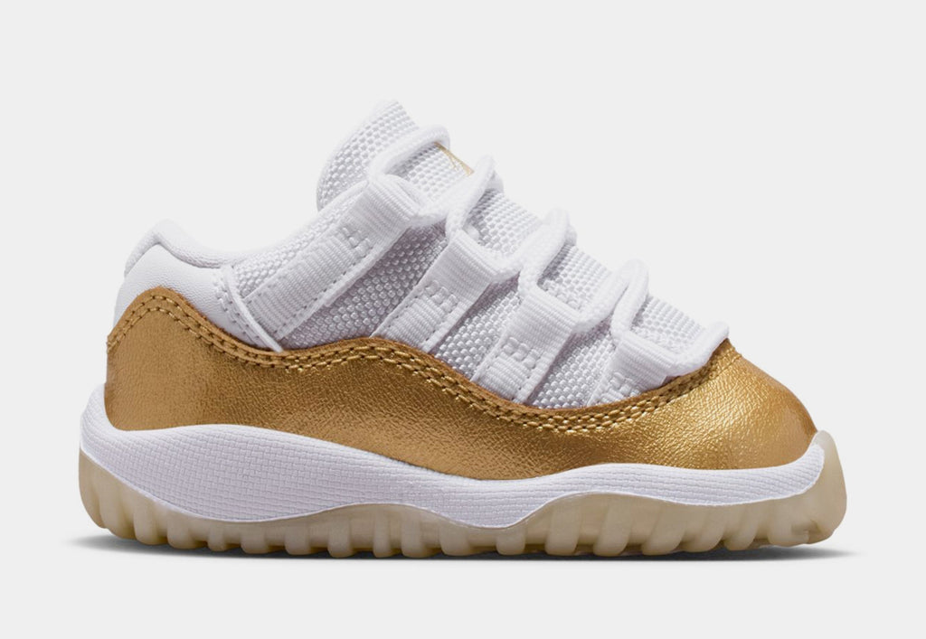 Air Jordan 11 Retro Low Mothers Day Infant Toddler Lifestyle Shoes (White/Metallic Gold/Team Gold)