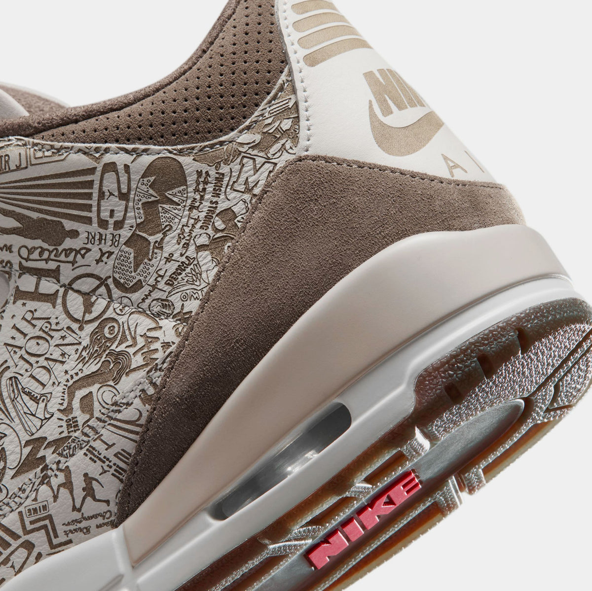 Air Jordan 3 Retro Laser Phantom And Palomino Mens Lifestyle Shoes (Phantom/Palomino/Sail/University Red)