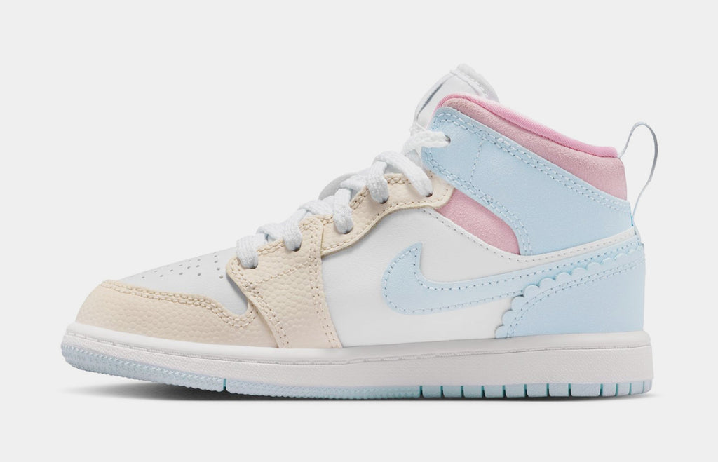 Jordan 1 Mid SE Love Is In The Air Preschool Lifestyle Shoes (Half Blue/Pale Ivory/White/Half Blue)