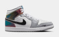 Air Jordan 1 Mid SE Mens Lifestyle Shoes (Black/White/Wolf Grey)