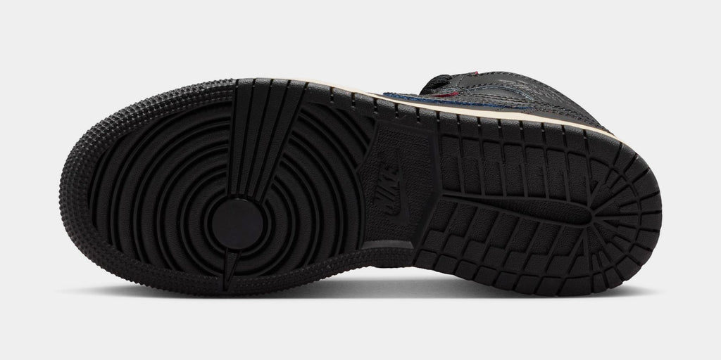 Air Jordan 1 Retro High OG Black and Muslin Grade School Lifestyle Shoes (Black/Black Muslin)