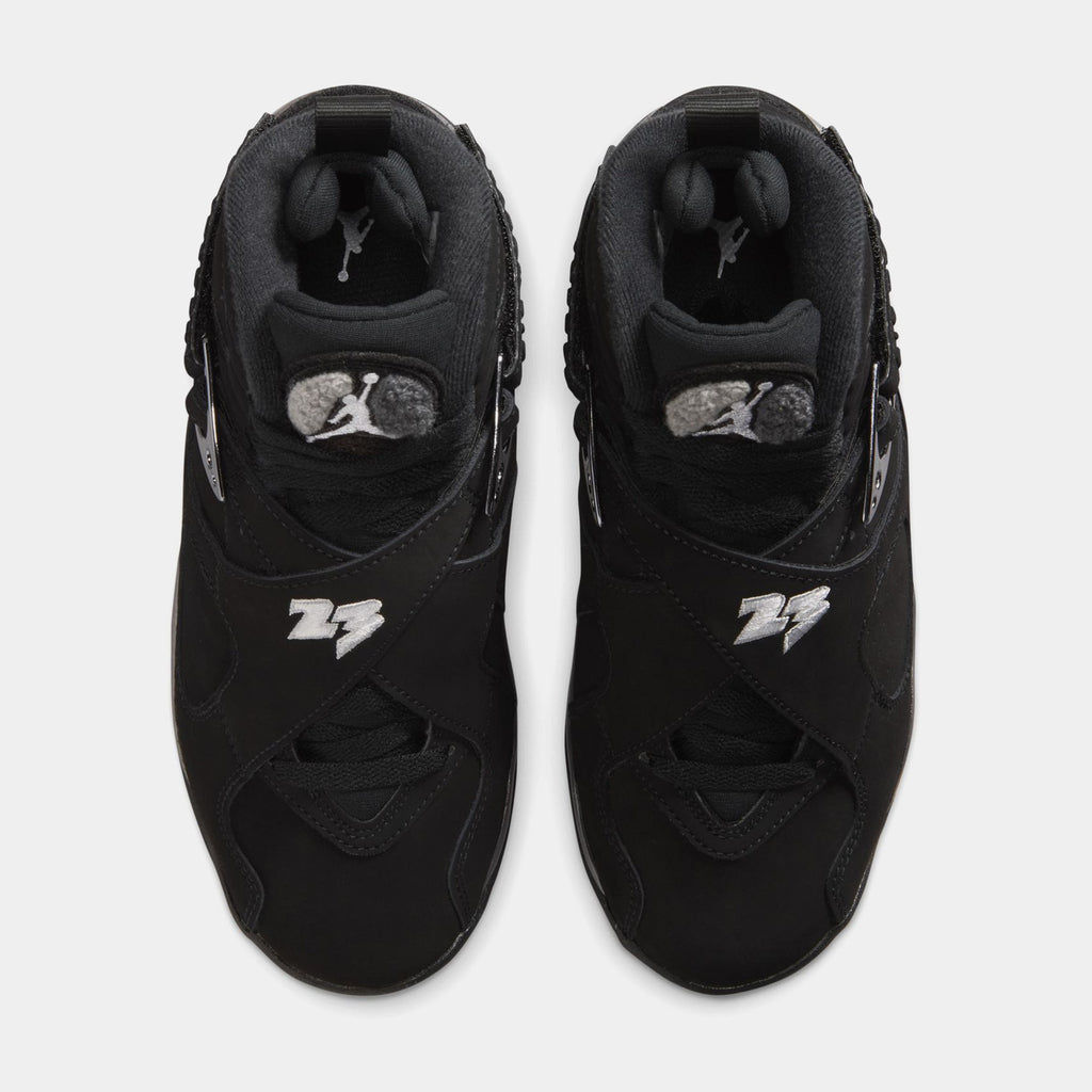 Air Jordan 8 Retro Chrome Black And Light Graphite Grade School Lifestyle Shoes (Black/White/Light Graphite) Free Shipping