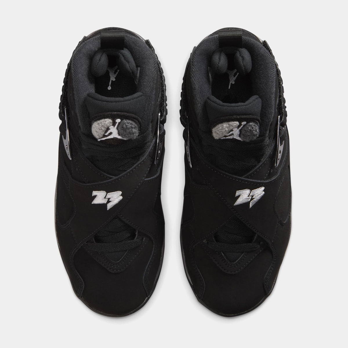 Air Jordan 8 Retro Chrome Black And Light Graphite Grade School Lifestyle Shoes (Black/White/Light Graphite) Free Shipping