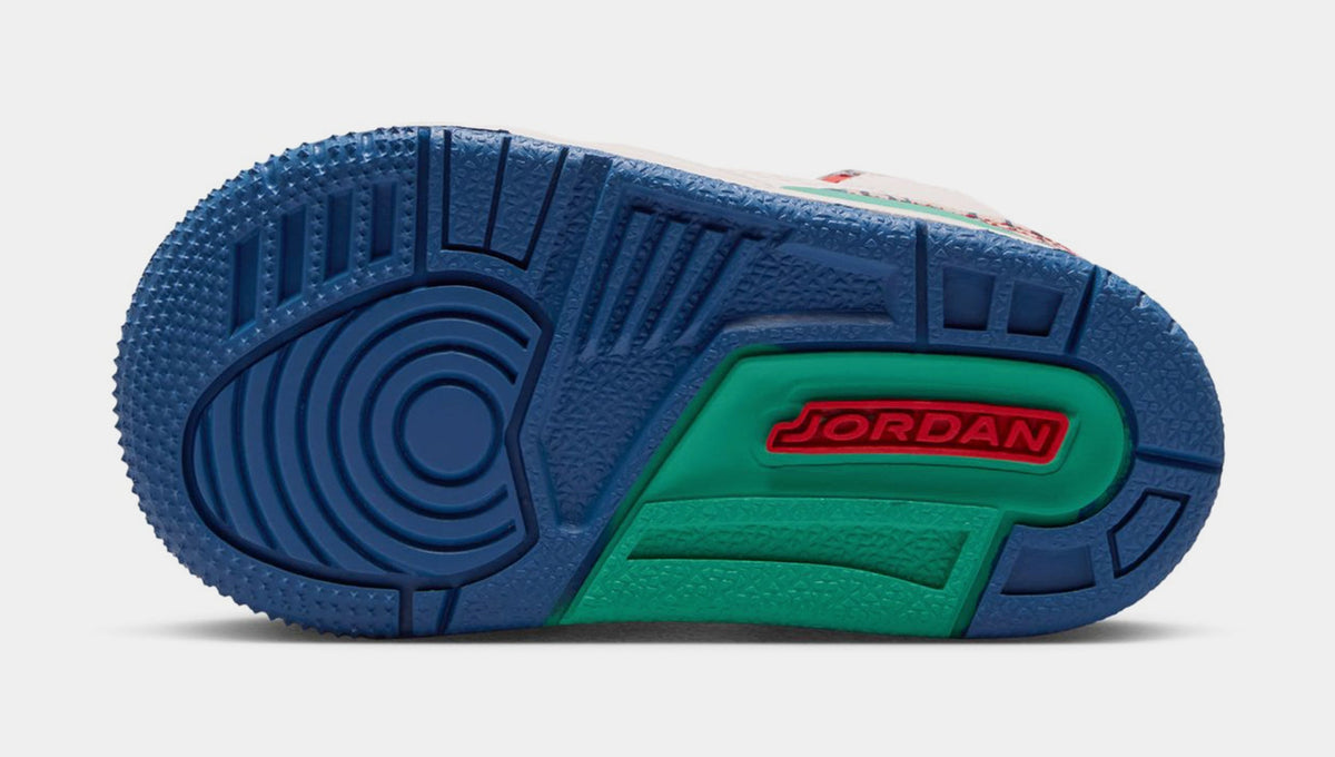 Air Jordan 3 Retro Play Your Way Infant Toddler Lifestyle Shoes (Chalk/Track Red/True Blue/Kinetic Green) Free Shipping