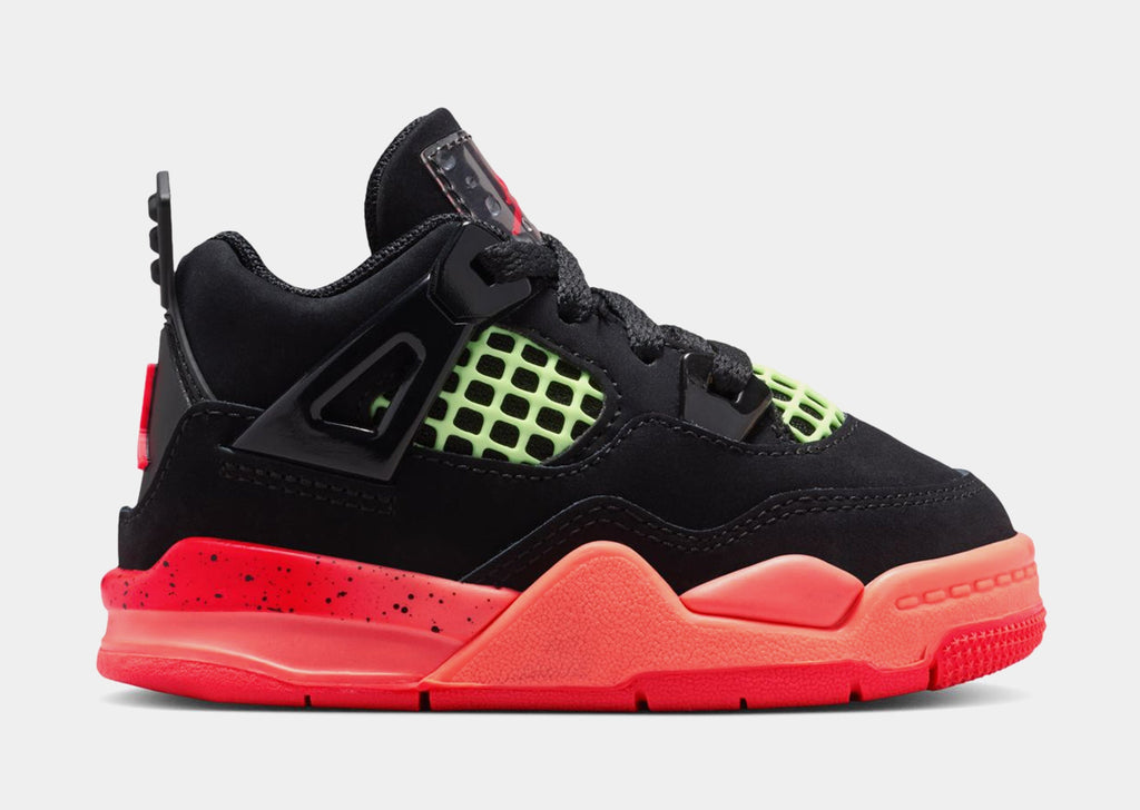 Air Jordan 4 Retro Black Infrared 23 Infant Toddler Lifestyle Shoes (Black/Infrared 23/Bright Mango)