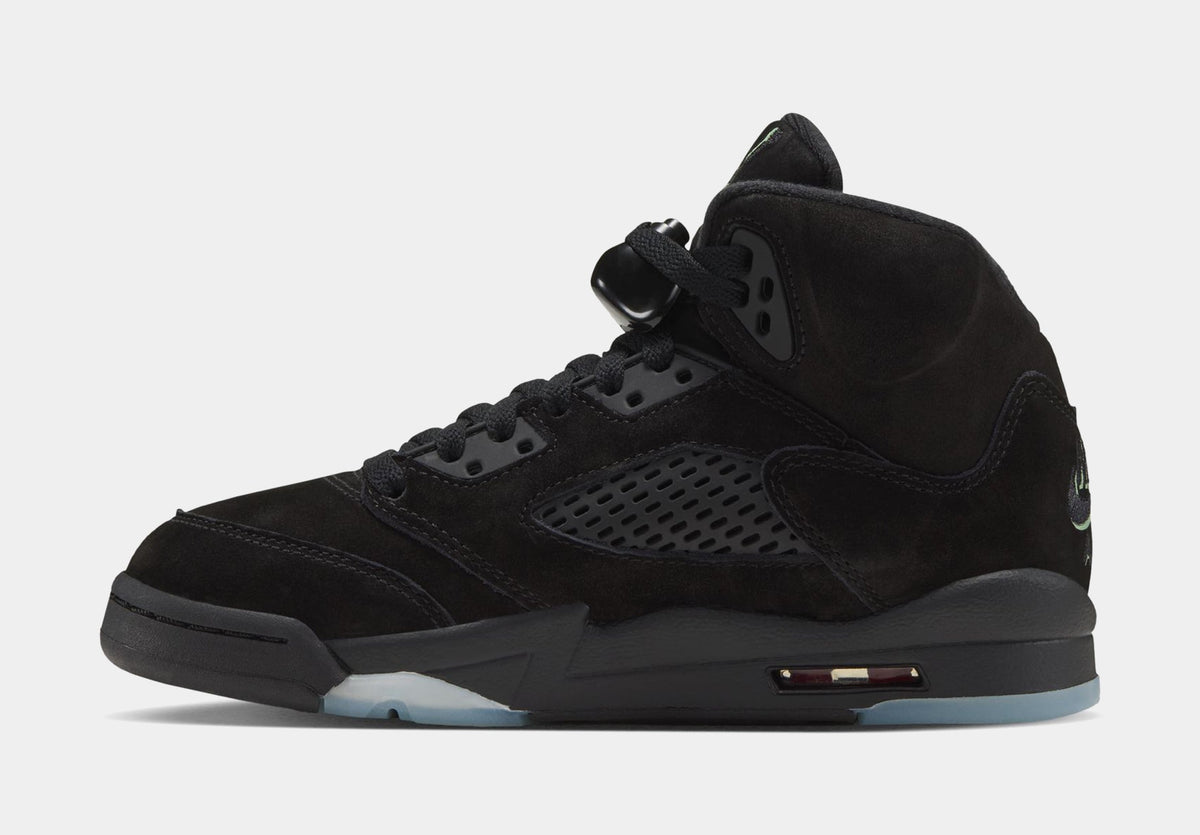 Air Jordan 5 Retro Halloween Grade School Lifestyle Shoes (Black/Picante Red/Glow N The Dark)