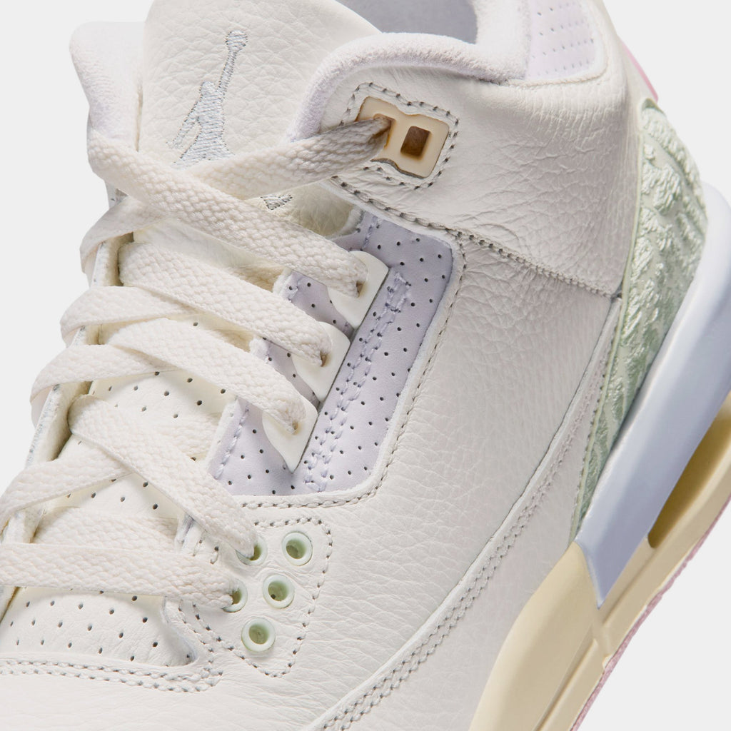 Air Jordan 3 Retro Sail and Jade Aura Grade School Lifestyle Shoes (Sail/Aura/Jade Aura/Iris Whisper)