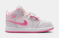 Air Jordan 1 Mid SE Preschool Lifestyle Shoes (Vast Grey/Sail/Pink Bloom/Pink Glow)