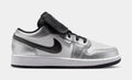 Air Jordan 1 Low SE Grade School Lifestyle Shoes (White/White/Metallic Silver/Black)