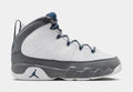 Air Jordan 9 Retro Flint Grey and French Blue Preschool Lifestyle Shoes (White/French Blue/Flint Grey)