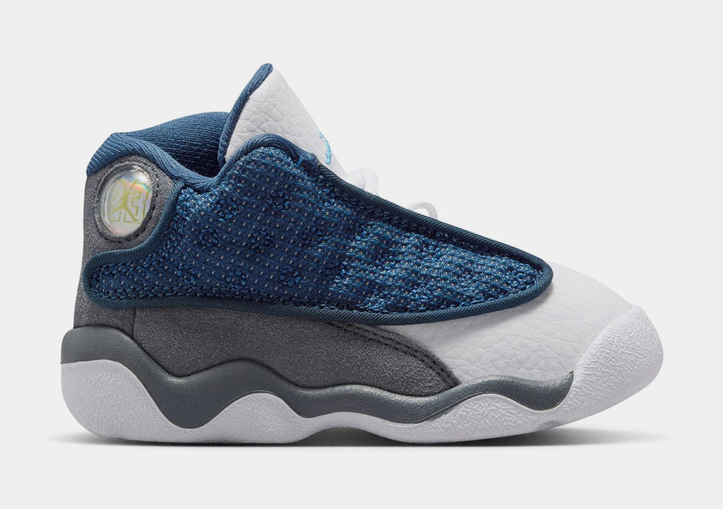 Air Jordan 13 Retro Navy And Flint Grey Infant Toddler Lifestyle Shoes (Navy/University Blue/Flint Grey/White) Free Shipping