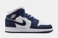 Air Jordan 1 Mid Grade School Lifestyle Shoes (Obsidian/Obsidian/White/Grey Fog)