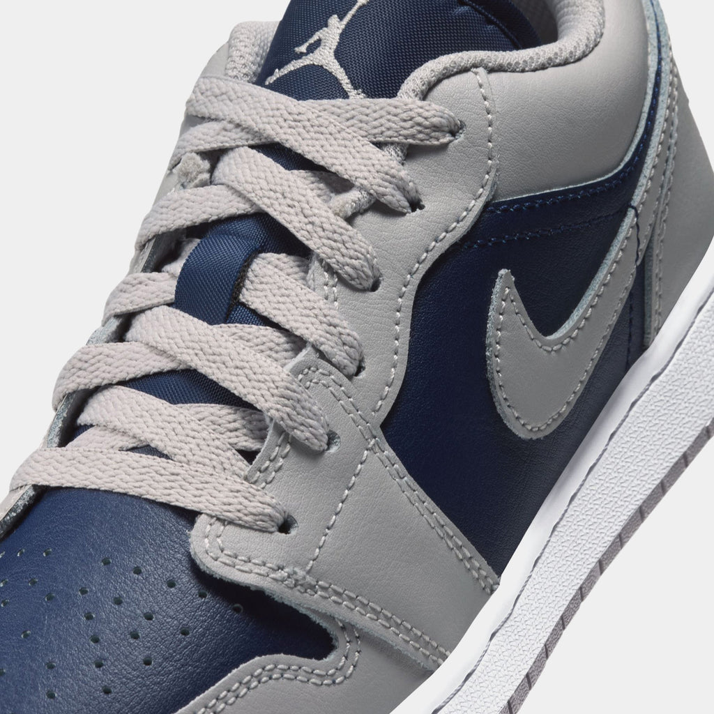 Air Jordan 1 Low Grade School Lifestyle Shoes (Tech Grey/White/College Navy)