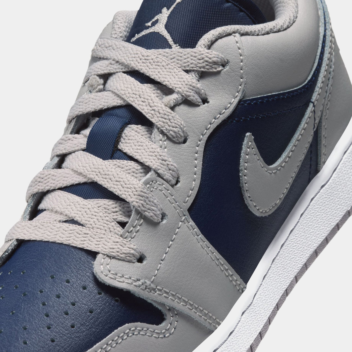 Air Jordan 1 Low Grade School Lifestyle Shoes (Tech Grey/White/College Navy)