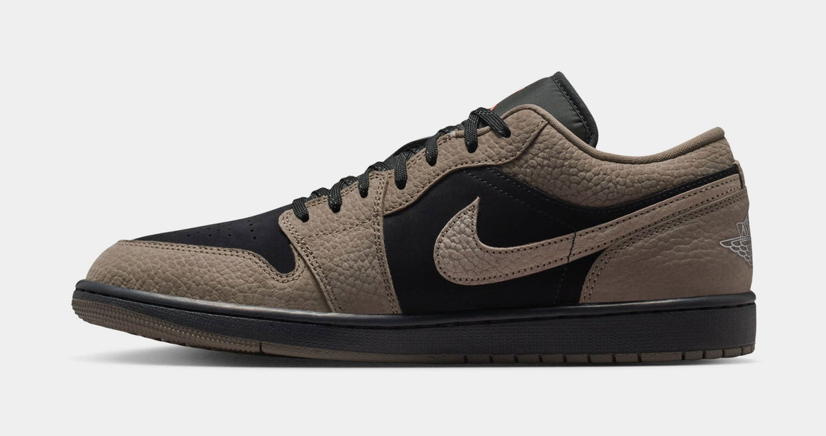 Air Jordan 1 Low SE Mens Lifestyle Shoes (Black/Light Wild Mango/Olive Grey)