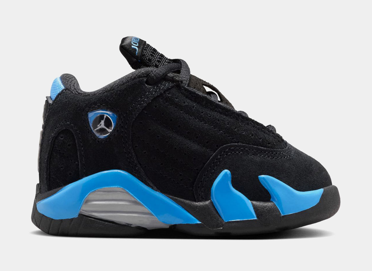 Air Jordan 14 Retro Black University Blue Infant Toddler Lifestyle Shoes (Black/White/University Blue)