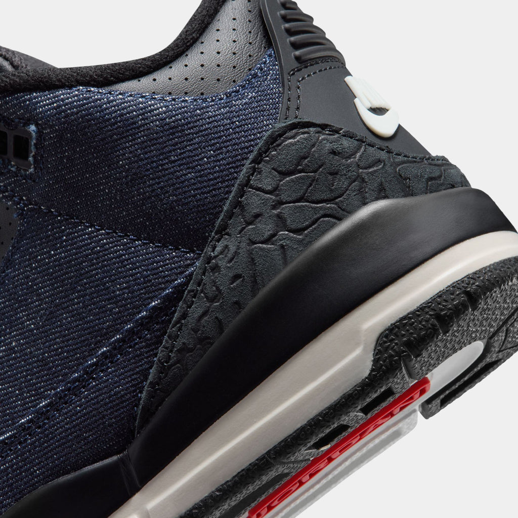 Air Jordan 3 Retro x Levi's Indigo And Gym Red Preschool Lifestyle Shoes (Denim/Black/Sail)