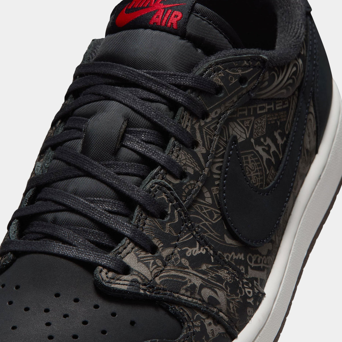 Air Jordan 1 Retro Low OG Laser Black And Varsity Red Mens Lifestyle Shoes (Black/Varsity Red/Summit White)